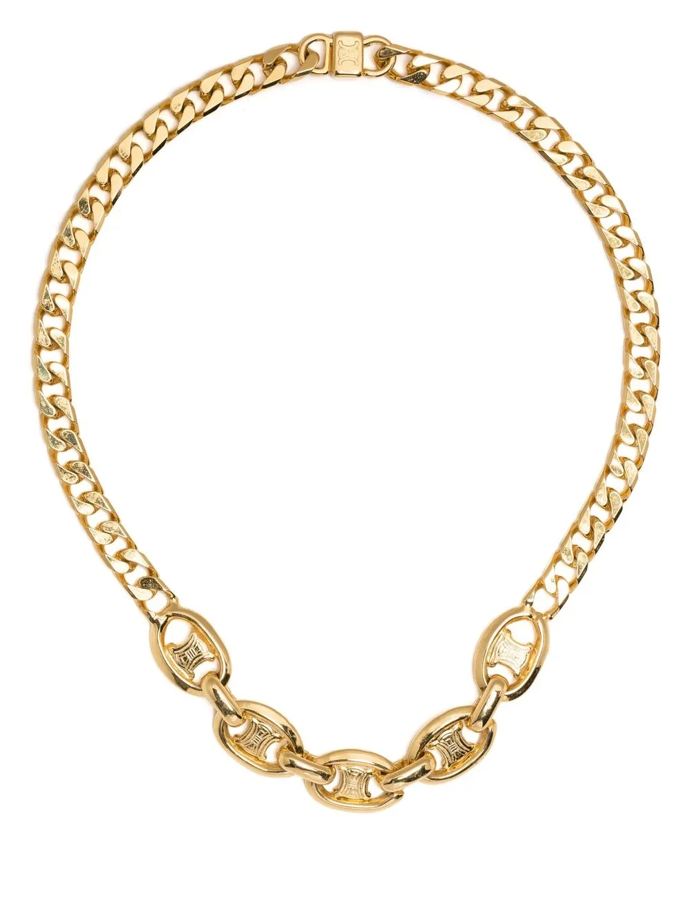 

Céline Pre-Owned 1990-2000s pre-owned Triomphe charm chain necklace - Gold