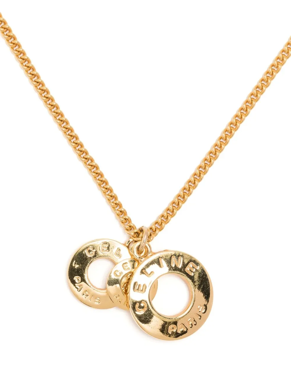 

Céline Pre-Owned 1990-2000s pre-owned ring-charm chain necklace - Gold