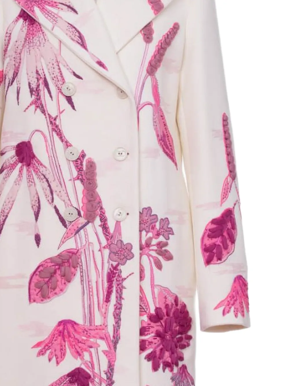 Valentino Garavani floral-embroidered double-breasted coat Wit