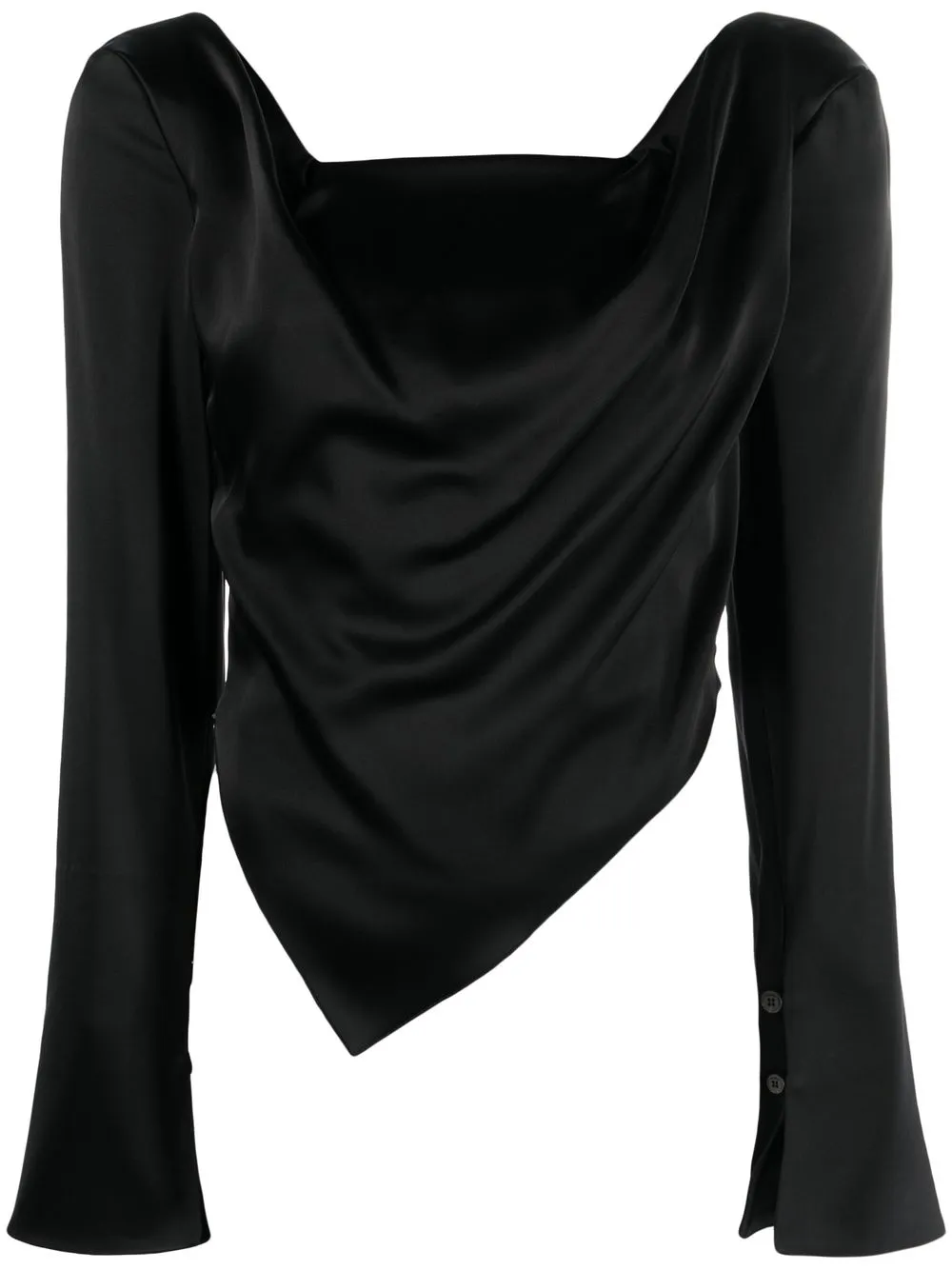 

Nanushka Bintou draped asymmetric-hem top - Black
