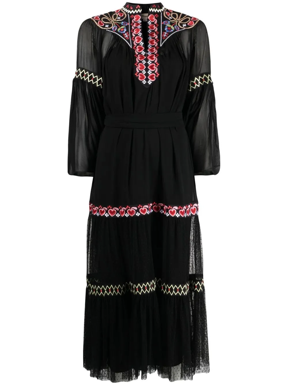 

Temperley London vestido midi con tul bordado - Negro