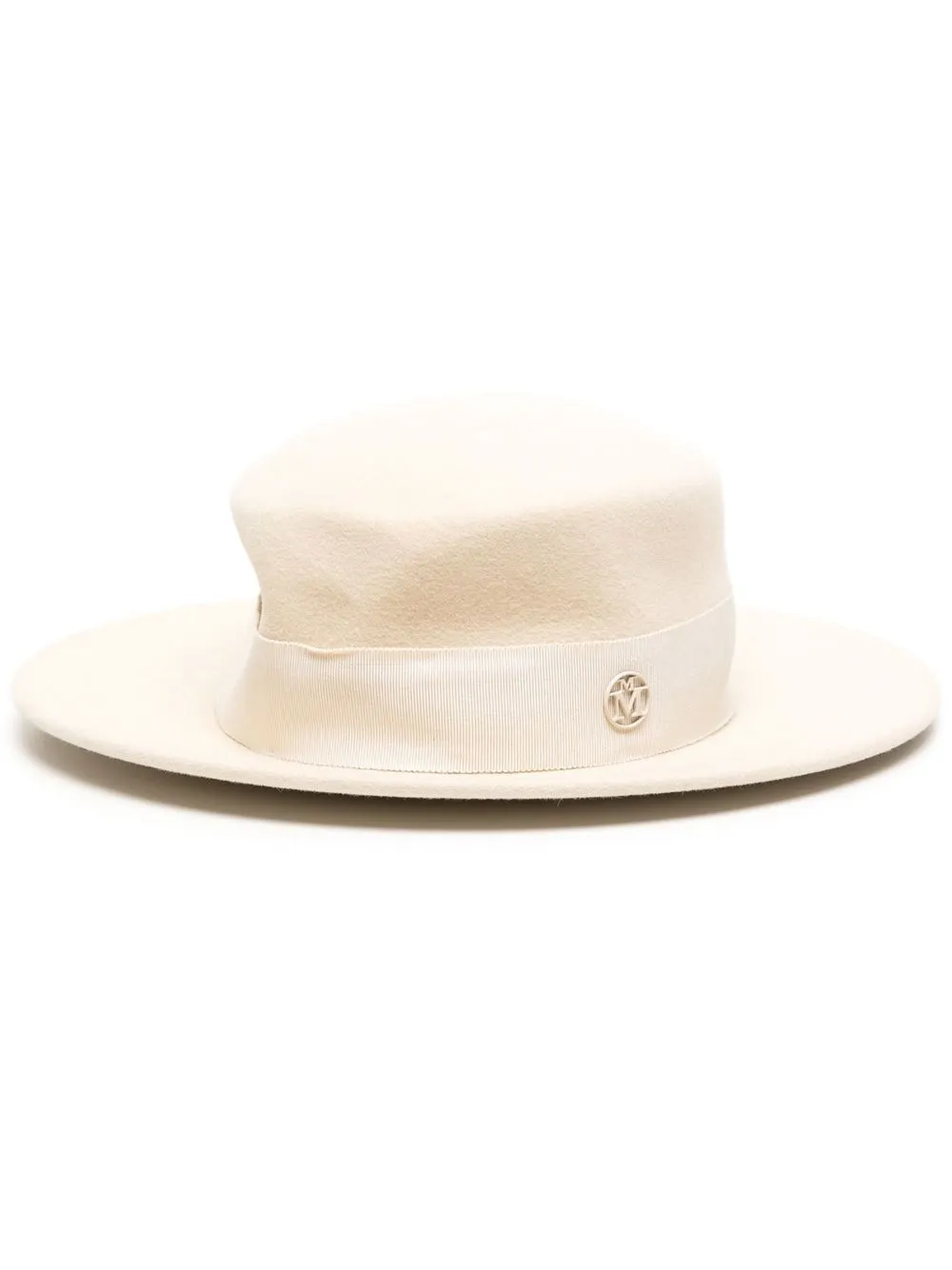 

Maison Michel logo-plaque wide-brim hat - Neutrals