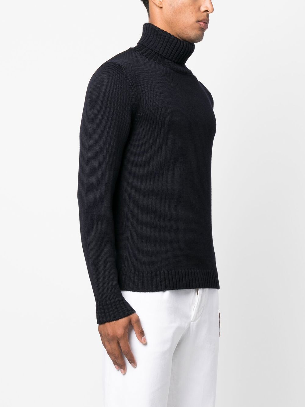 Shop Zanone Roll-neck Knitted Sweater In Blau