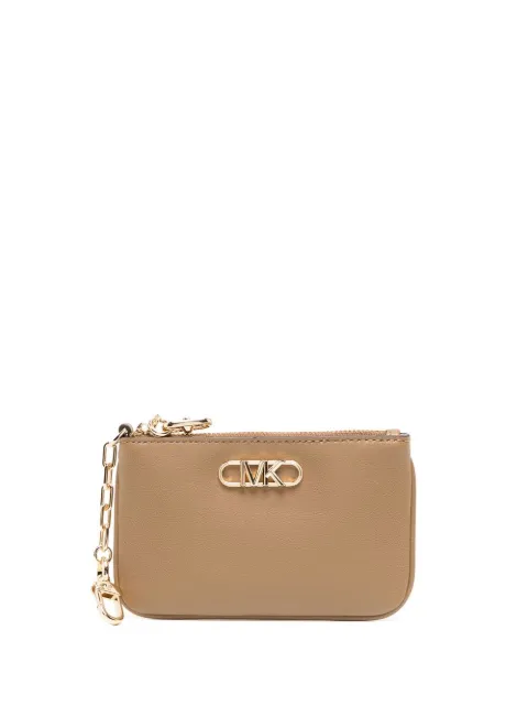 logo-plaque zip-up leather purse