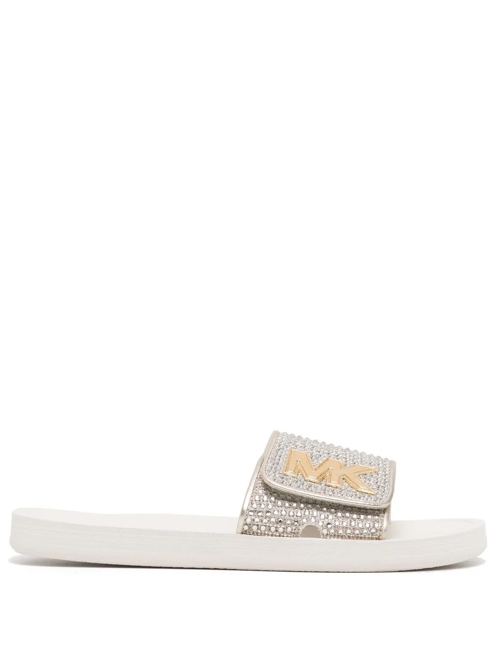 

Michael Michael Kors crystal-embellished logo slides - White