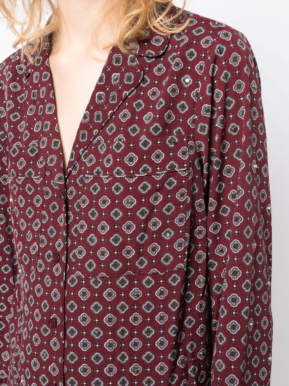 Shop Michael Michael Kors Printed Pyjama-style Blouse In Red