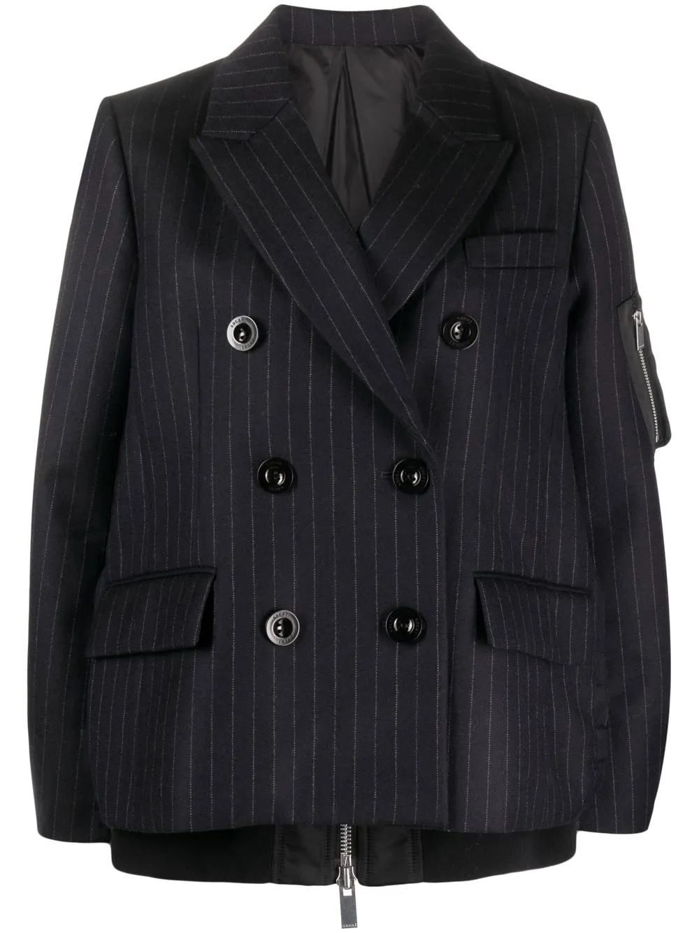 

sacai pinstripe double-breasted jacket - Black