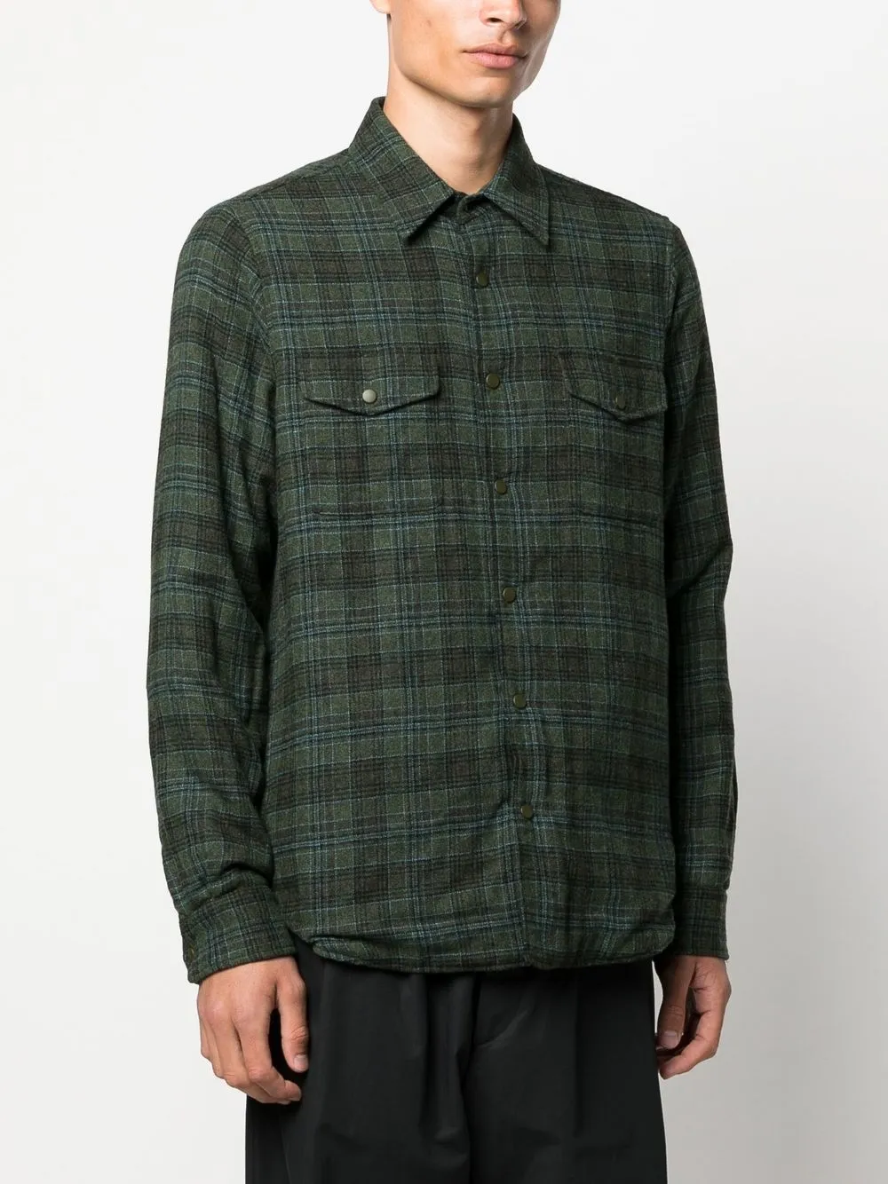 Aspesi Check-pattern Wool Shirt In Grün