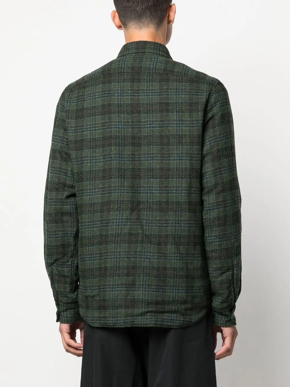 Aspesi Check-pattern Wool Shirt In Grün