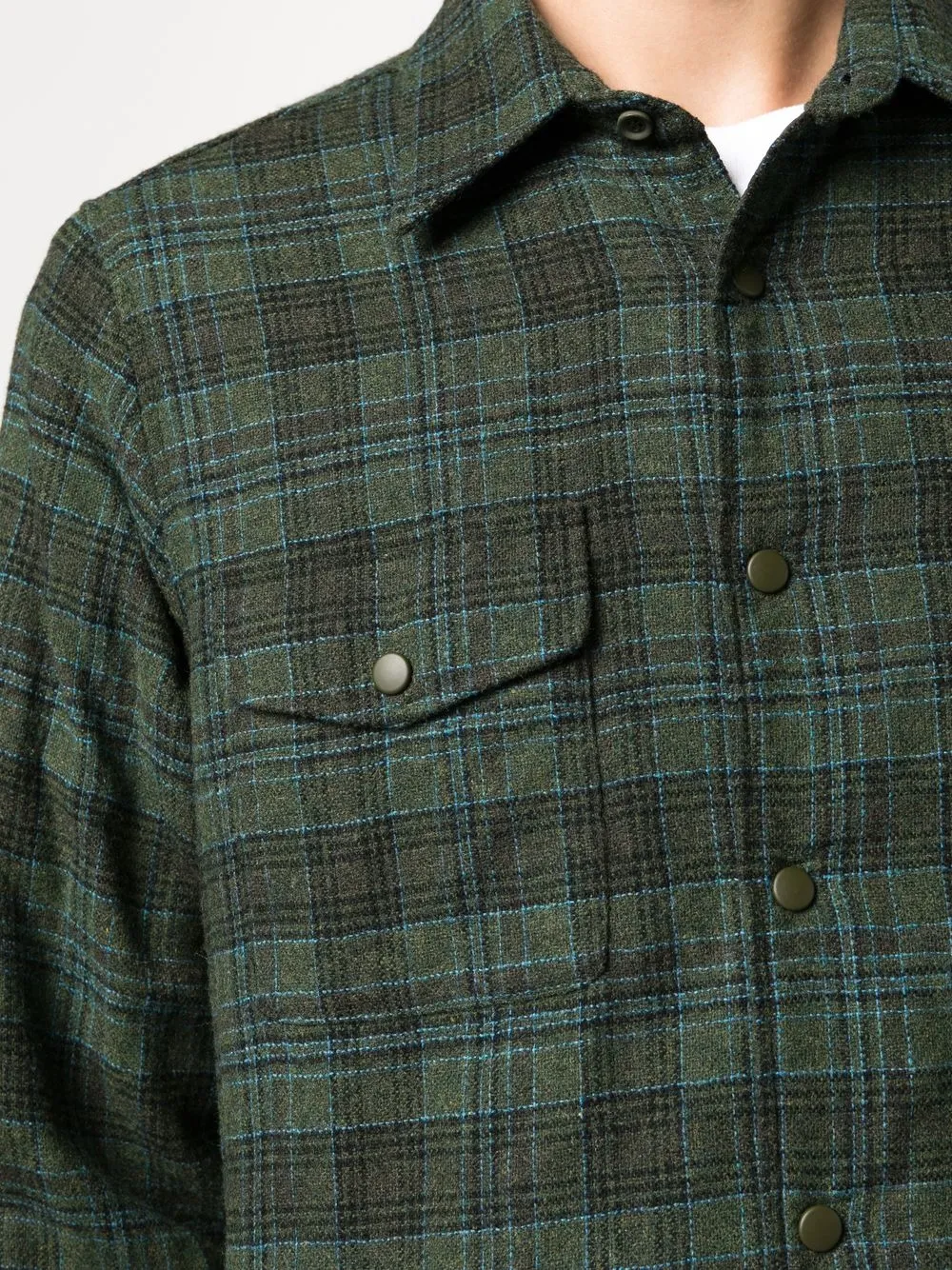 Aspesi Check-pattern Wool Shirt In Grün