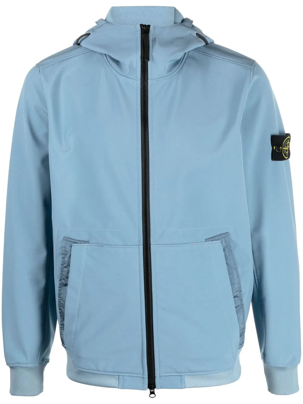 

Stone Island logo-patch sleeve hooded jacket - Blue