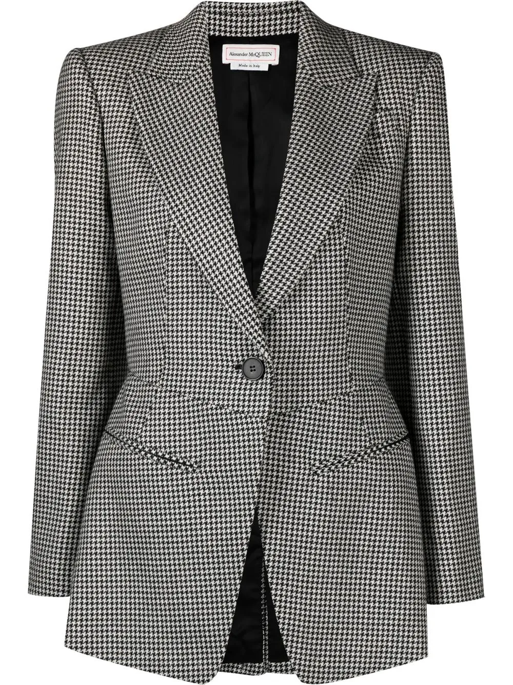

Alexander McQueen houndstooth-print wool blazer - Black
