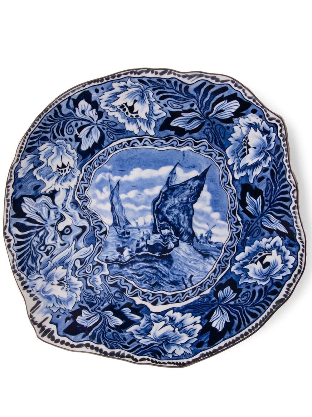 Seletti X Diesel Living Mastricht Ship Porcelain Plate In Blue