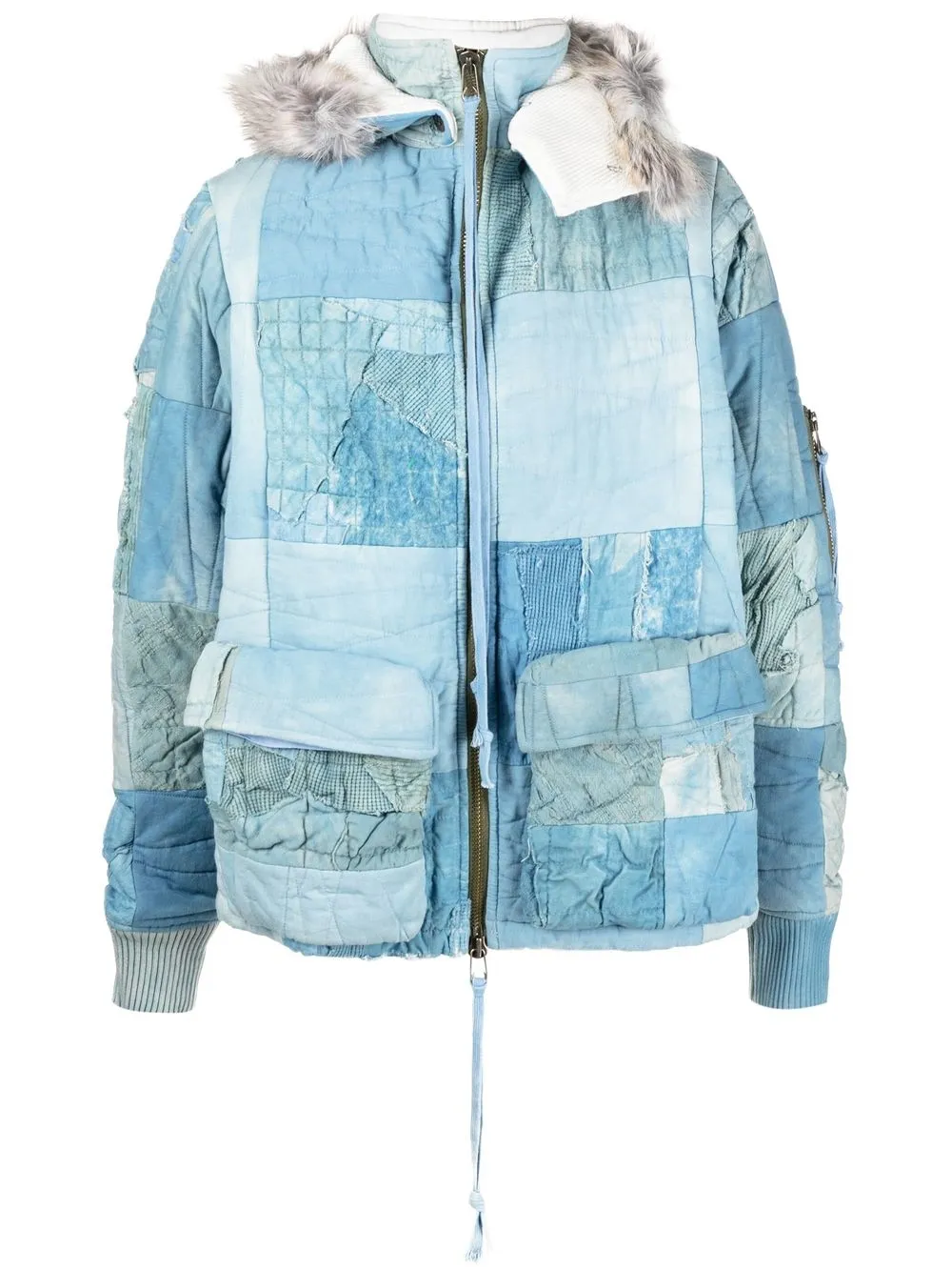 

Greg Lauren chamarra de mezclilla con diseño patchwork - Azul