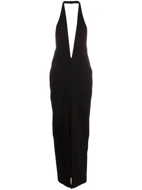Mônot halterneck plunging-neckline gown