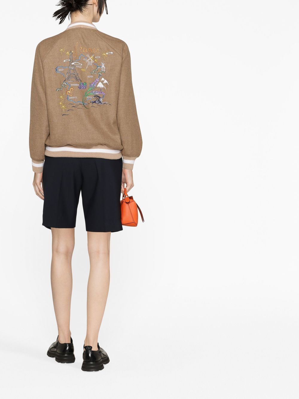 Shop Kenzo France Japan Embroidered Reversible Bomber Jacket In Nude