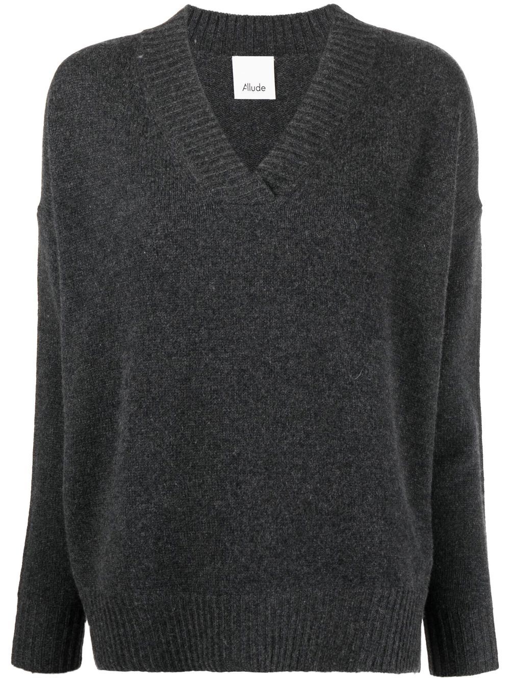 

Allude suéter tejido con cuello en V - Gris