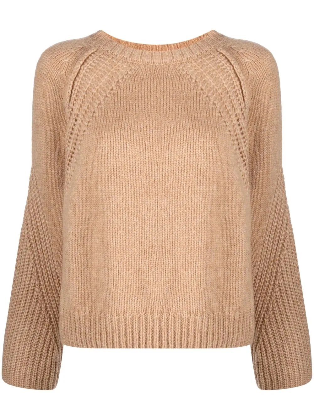 

Nude puff-sleeve knitted jumper - Neutrals