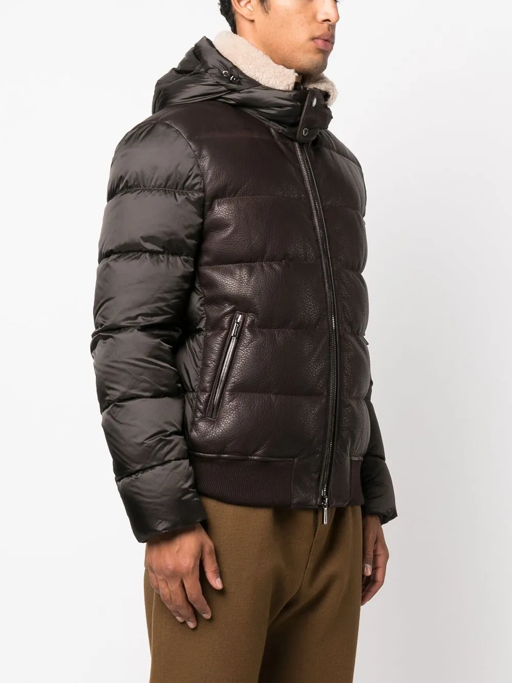 Moorer Panelled Down-padded Jacket In Brown