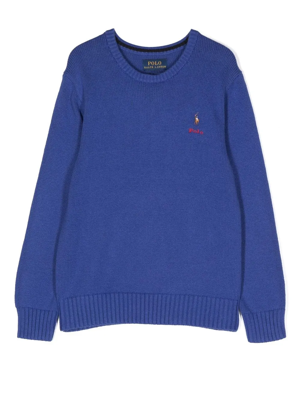 

Ralph Lauren Kids suéter con logo bordado y cuello redondo - Azul