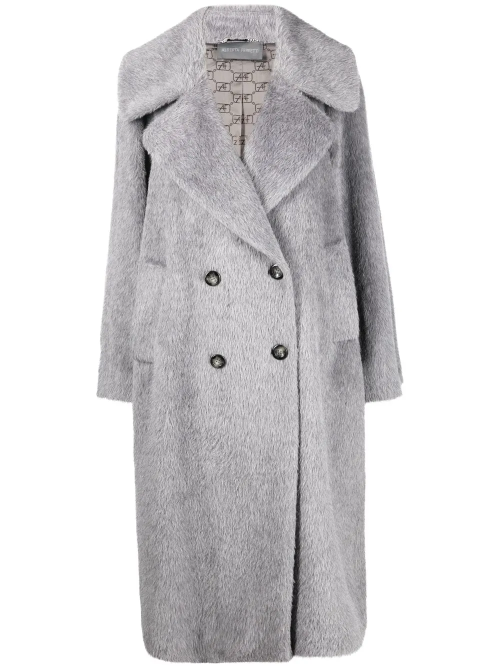 

Alberta Ferretti oversize-collar double-breasted coat - Grey