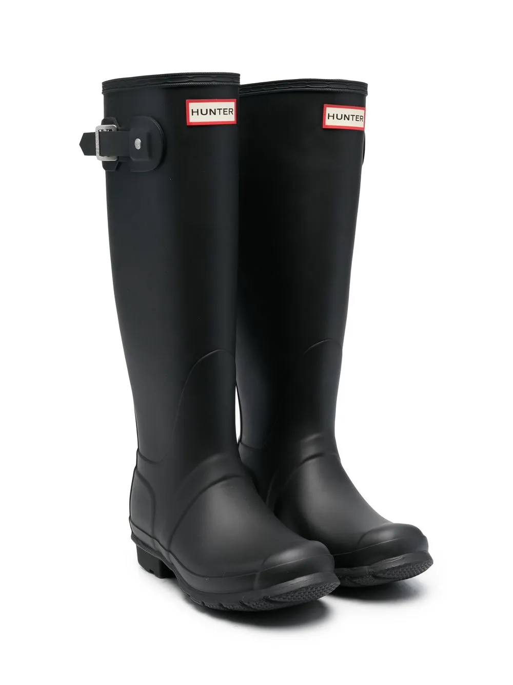 

Hunter Kids logo-patch side-buckle wellies - Black