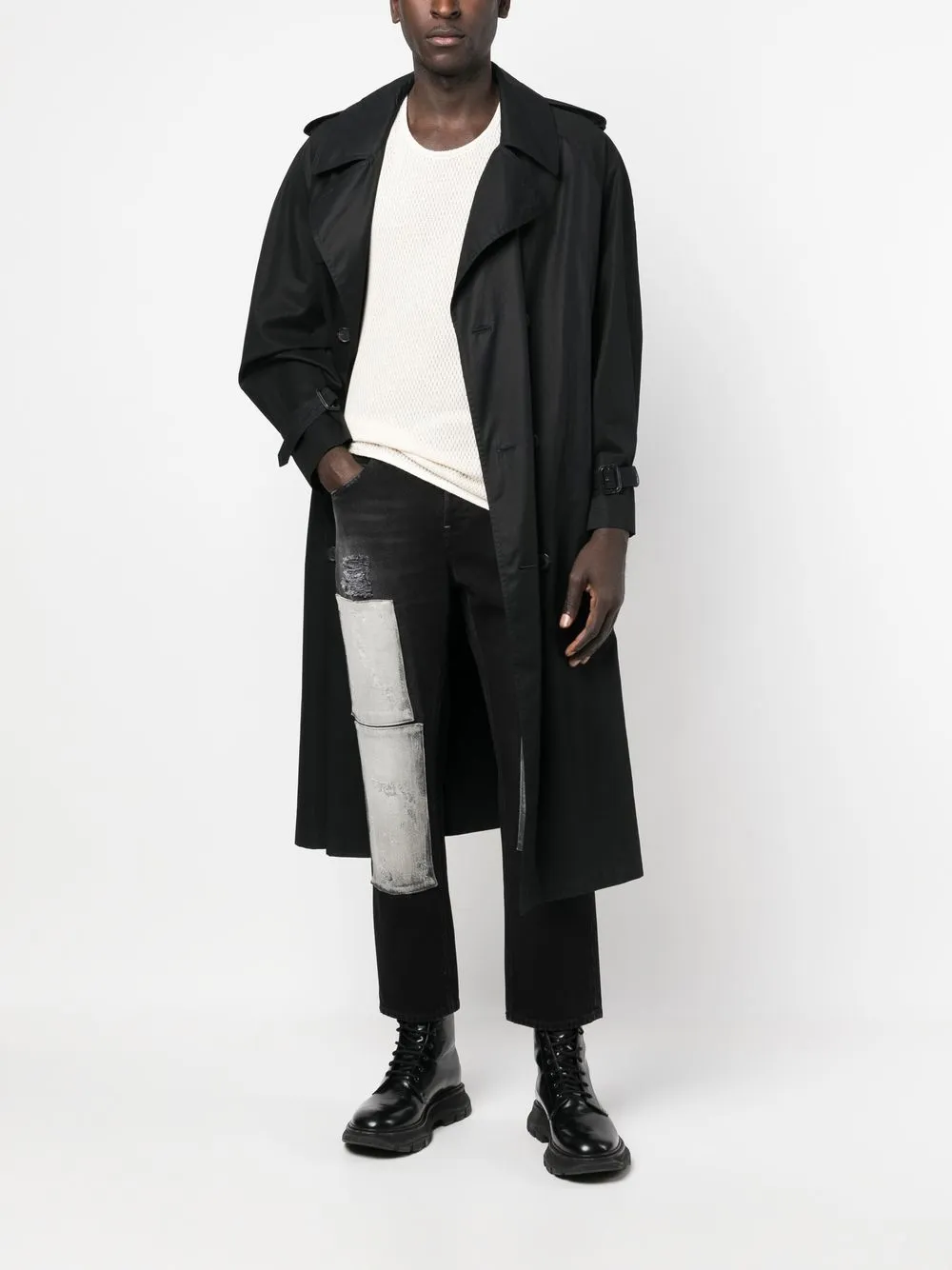 PT Torino Jeans met patchdetail - Zwart
