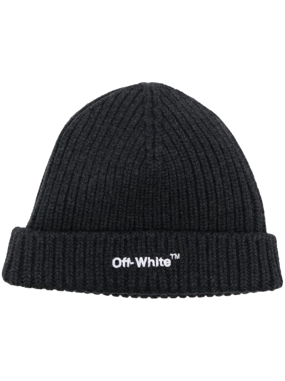 

Off-White embroidered-logo ribbed-knit beanie - Black