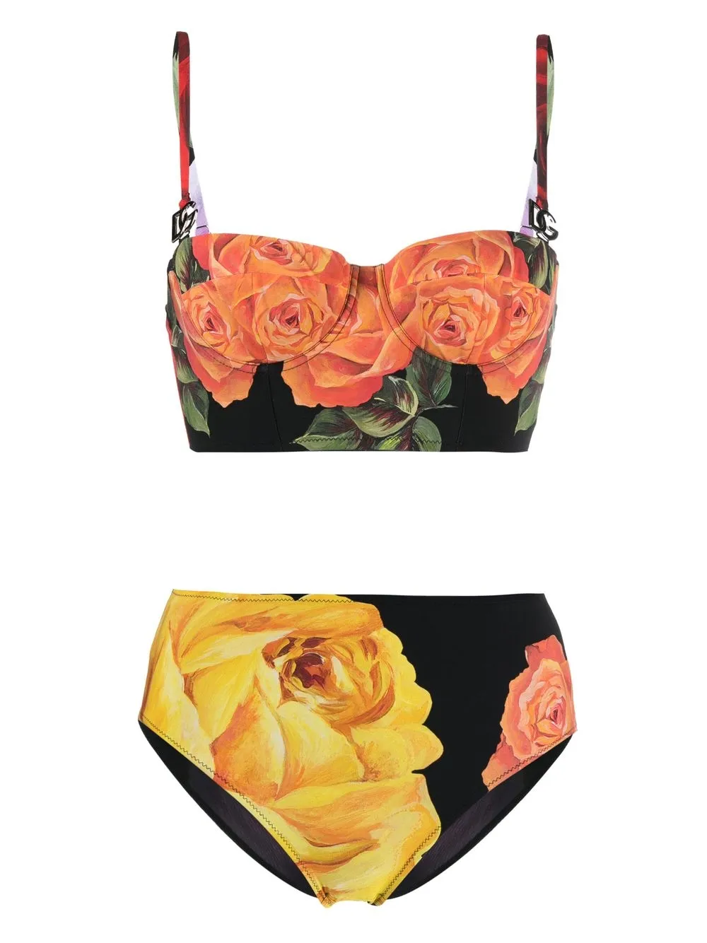 

Dolce & Gabbana floral-print high-waisted bikini - Negro