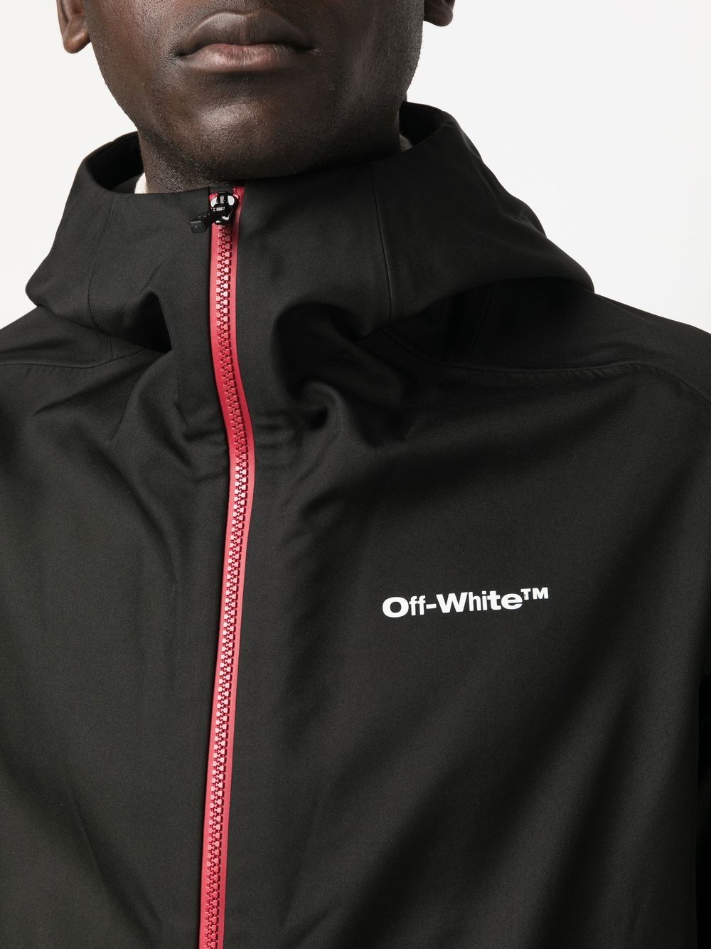 Shop Off-white Logo-print Hooded Jacket In Black