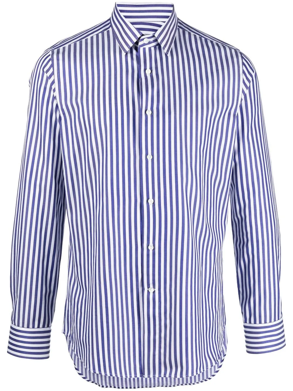 

Canali camisa con botones y rayas estampadas - Azul