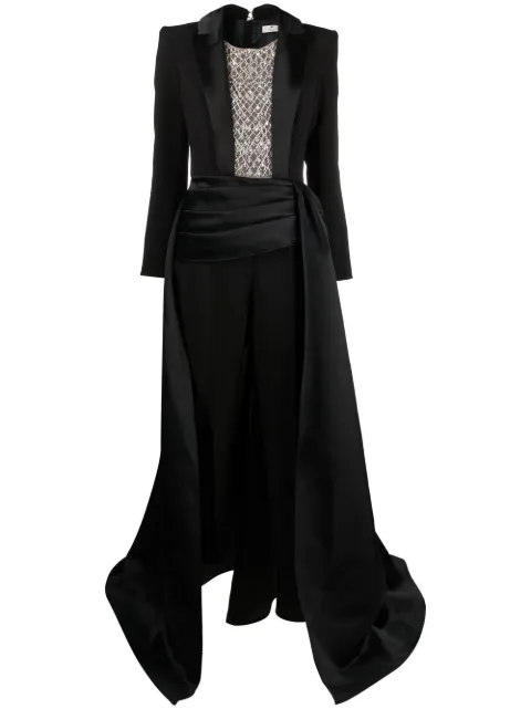 Elisabetta Franchi tuxedo-style crystal-embellished jumpsuit 