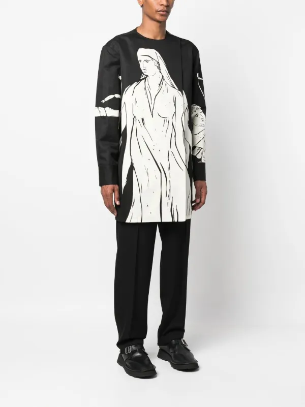 Bianco Camicia a maniche lunghe con stampa grafica Farfetch Abbigliamento Camicie Camicie a maniche lunghe 