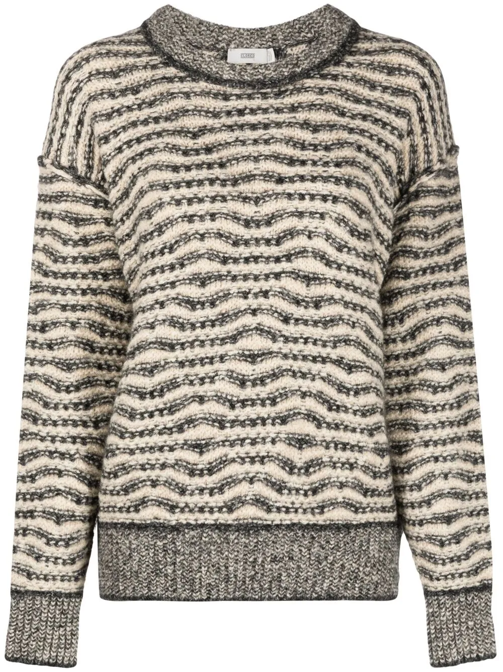 

Closed wave-pattern knit jumper - Neutrals