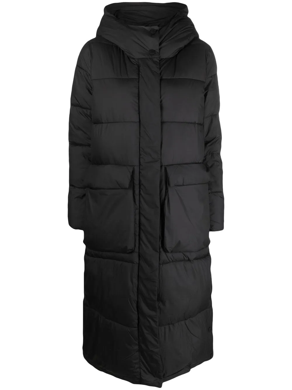 

Ecoalf hood recycled-polyester long jacket - Black