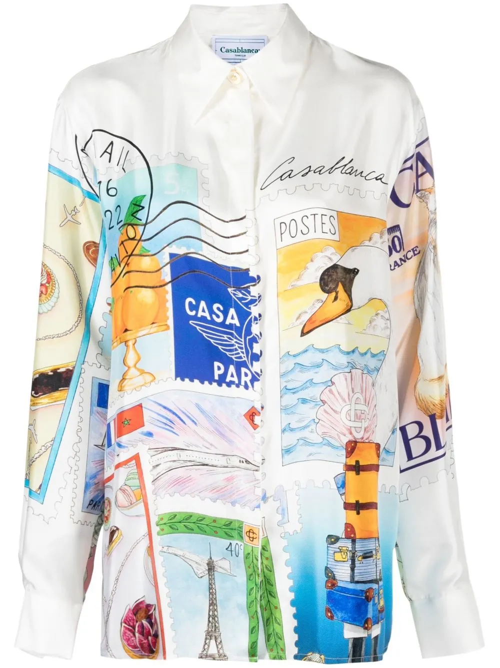 

Casablanca camisa de seda Souvenir - Blanco