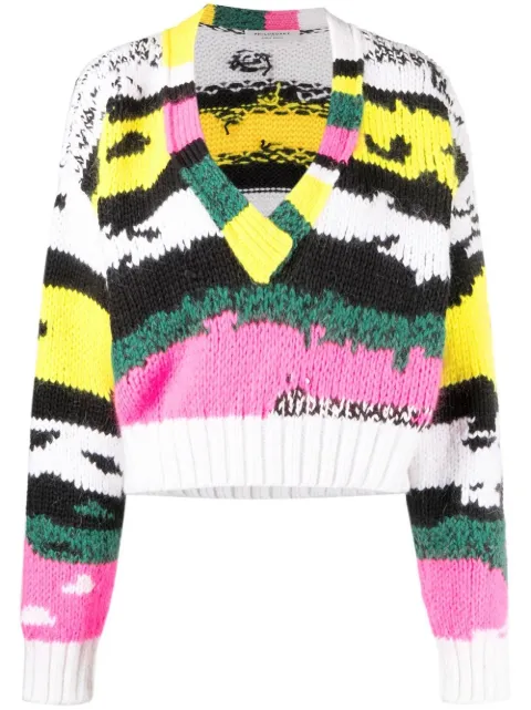 Philosophy Di Lorenzo Serafini patterned-jacquard mohair cropped sweater 