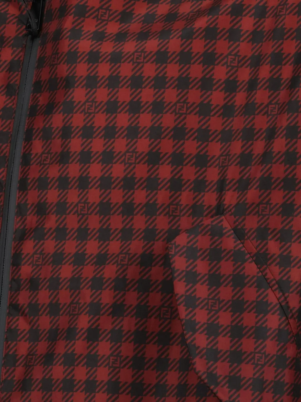 FENDI gingham-check hooded coat Rood