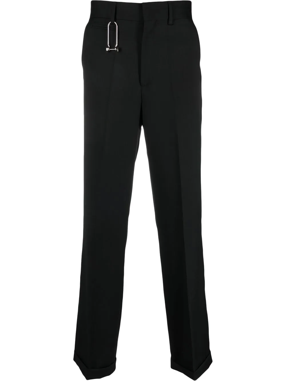 

CANAKU safety pin straight-leg trousers - Black