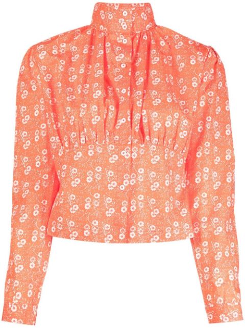 Batsheva floral-print high neck blouse