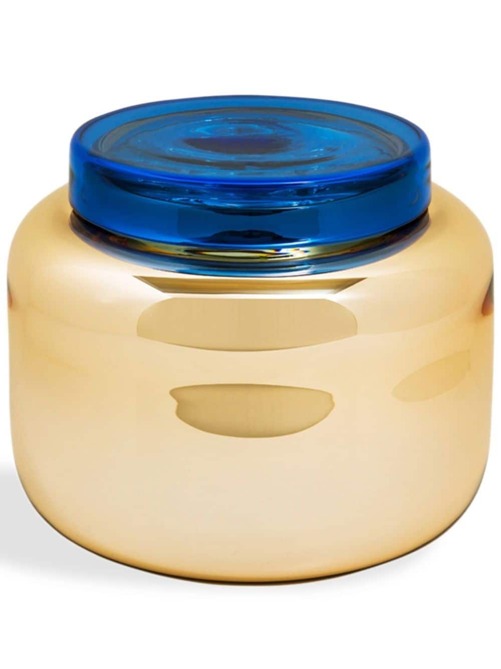 Pulpo Metallic Glass Jar In Gold
