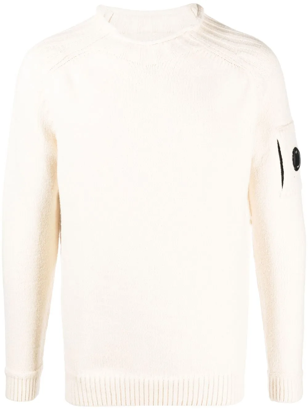 

C.P. Company logo-patch mock-neck jumper - White