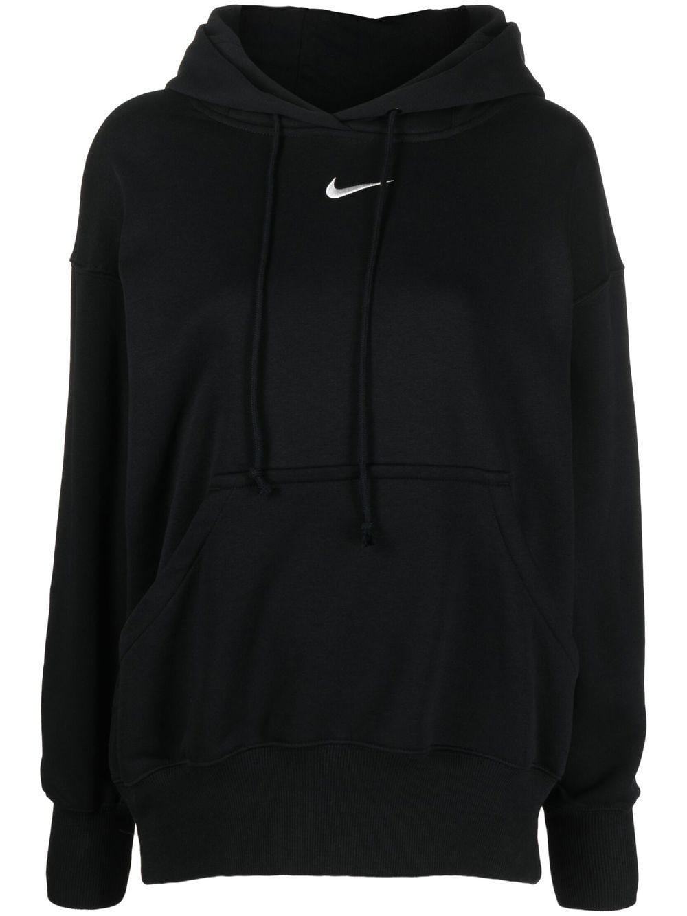 Shop Nike Embroidered-logo Cotton Hoodie In Schwarz