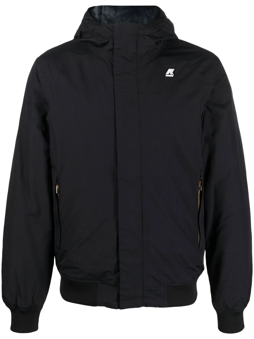 

K-Way logo-embroidered hooded jacket - Black