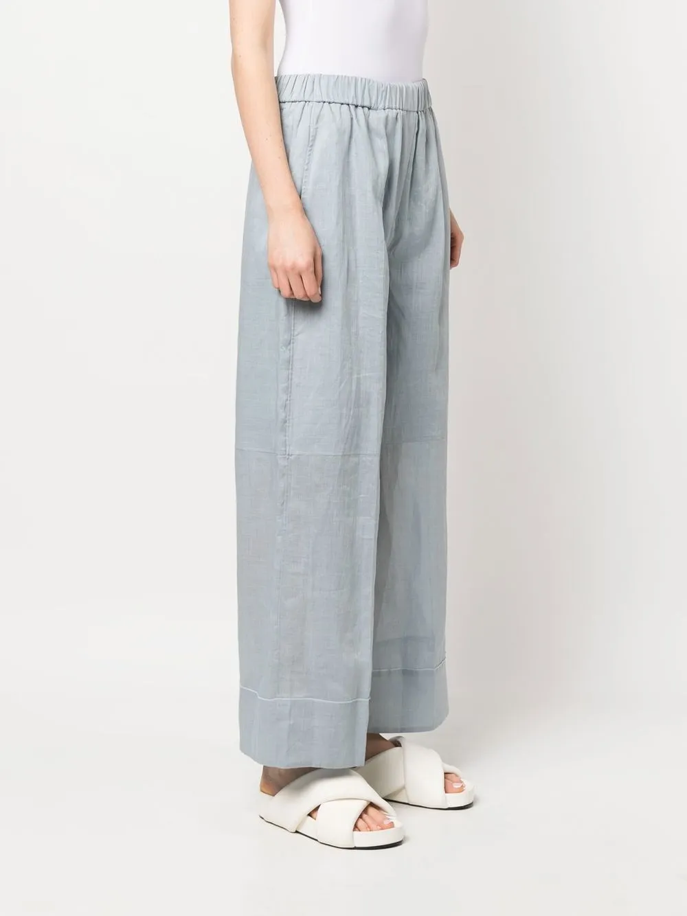 Joseph Milner Elasticated-waist Ramie-voile Trousers In Dusty Blue 