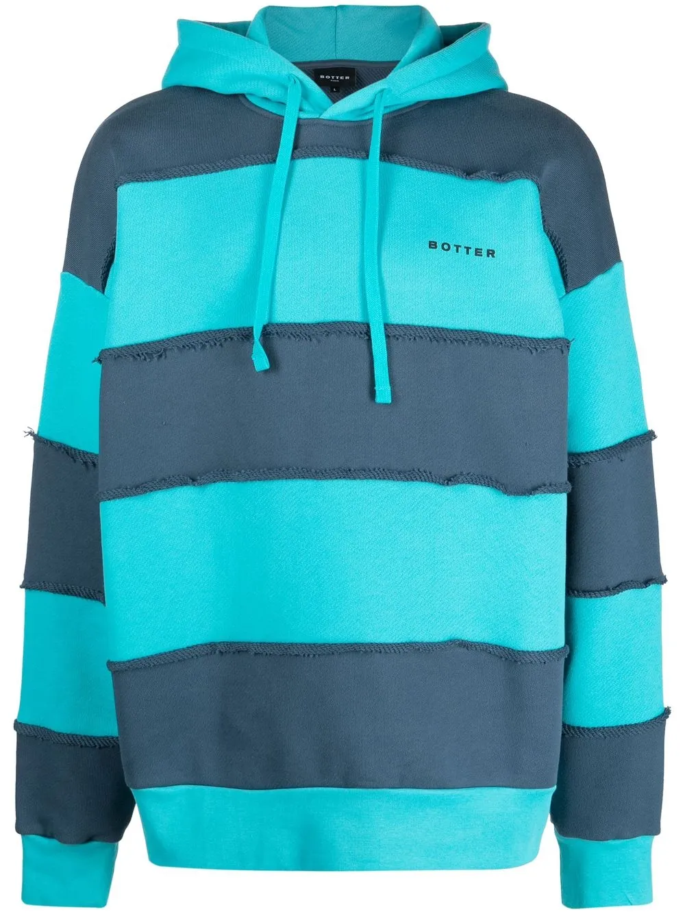 Shop Botter Stripe-panelled Organic Cotton Hoodie In Blue