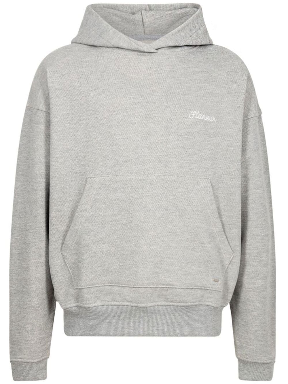 Flaneur Homme Signature Logo-embroidered Hoodie In Grey