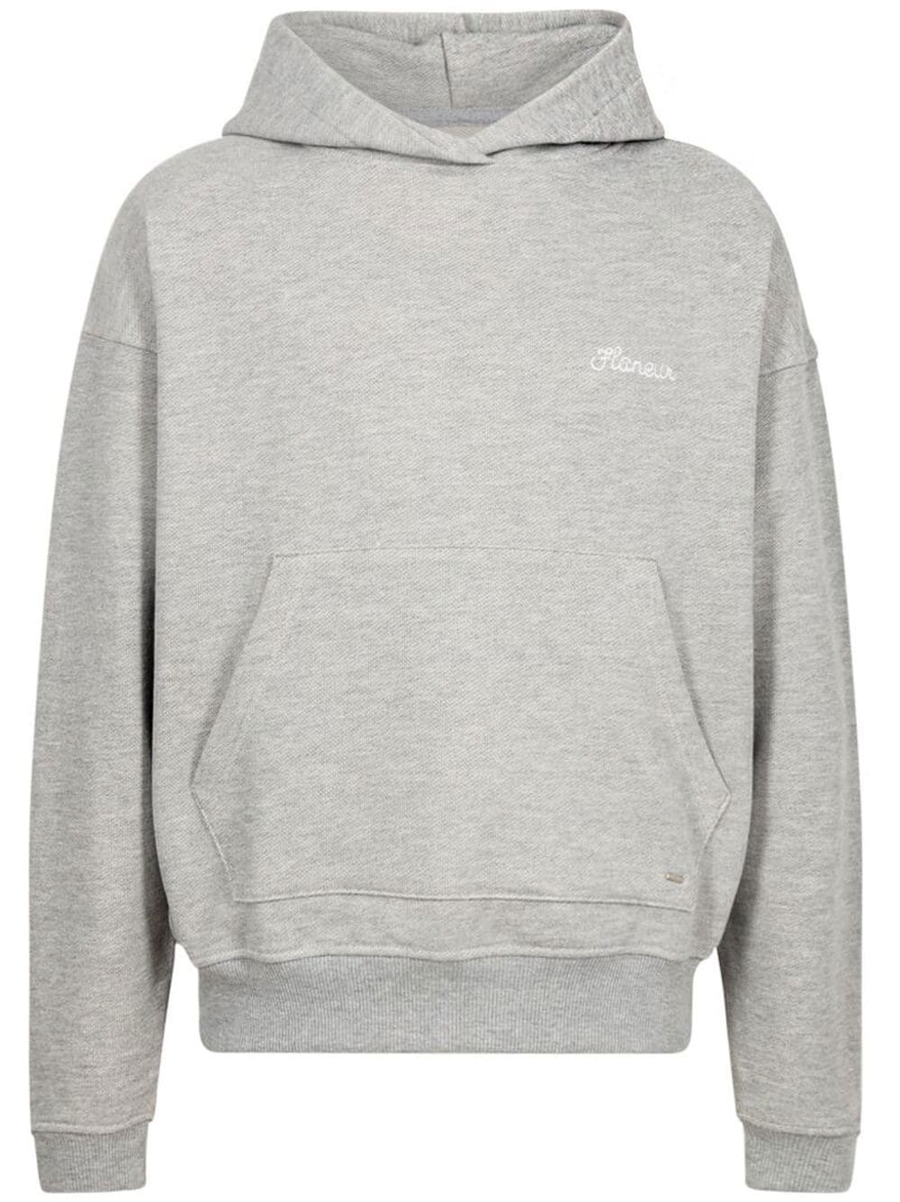 

Flaneur Homme Signature logo-embroidered hoodie - Grey