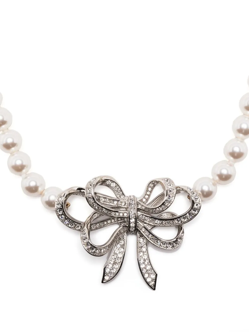 

MACH & MACH Triple Bow silver pearl chocker