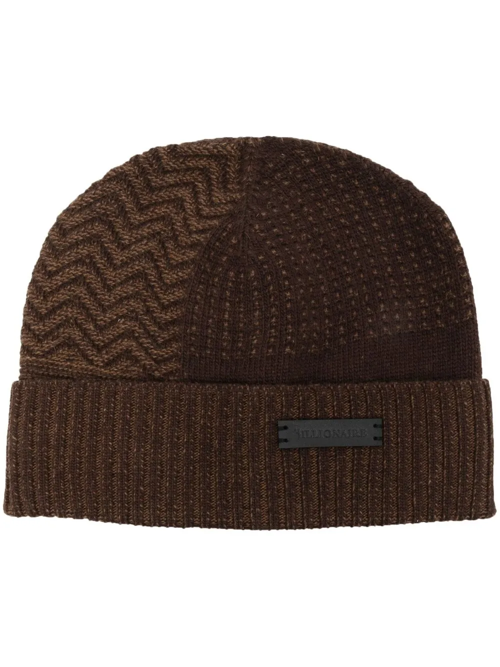 

Billionaire patchwork jacquard-knit beanie - Brown